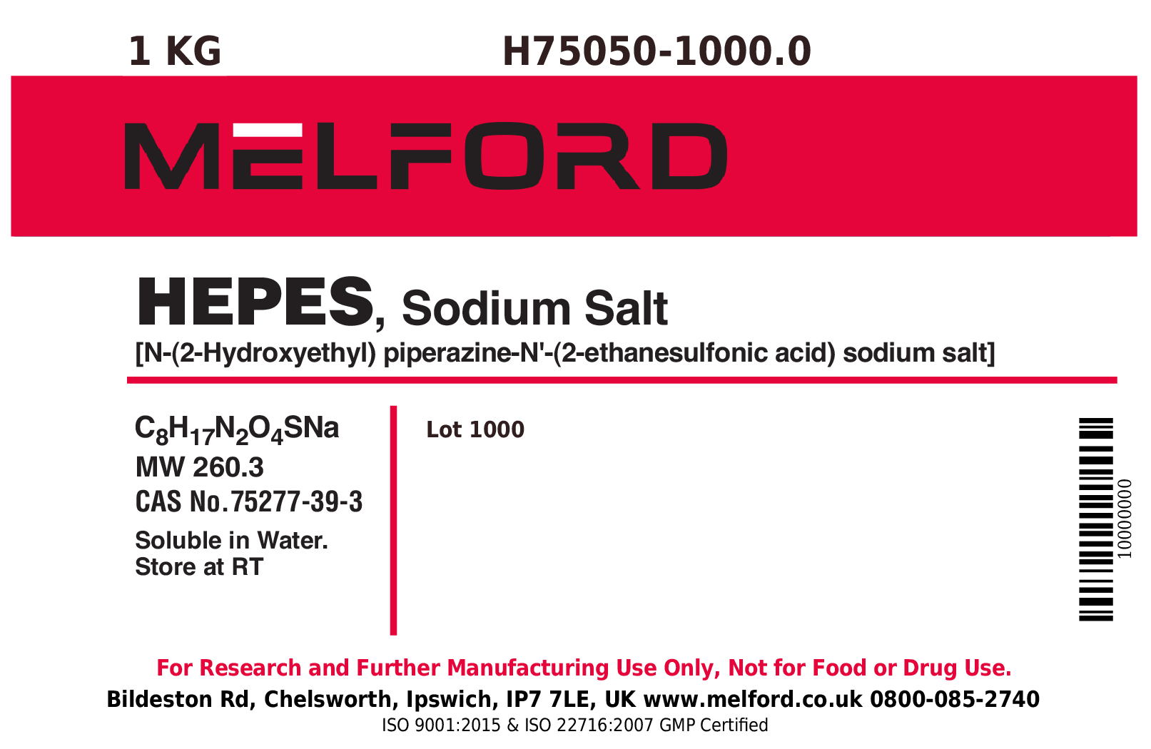 H Hepes Sodium Salt N Hydroxyethyl Piperazine N