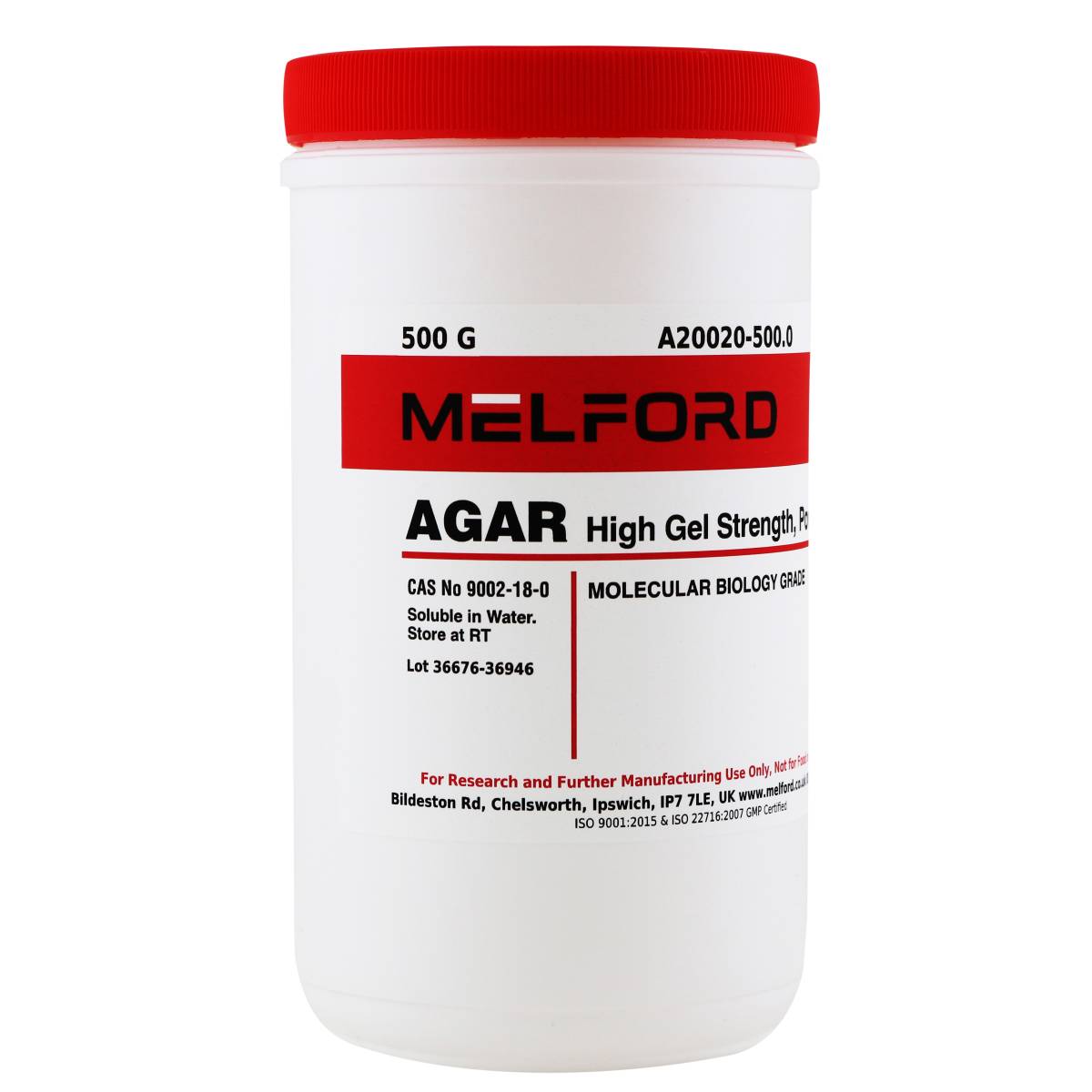 Agar, High Gel Strength, Powder, 500 Grams