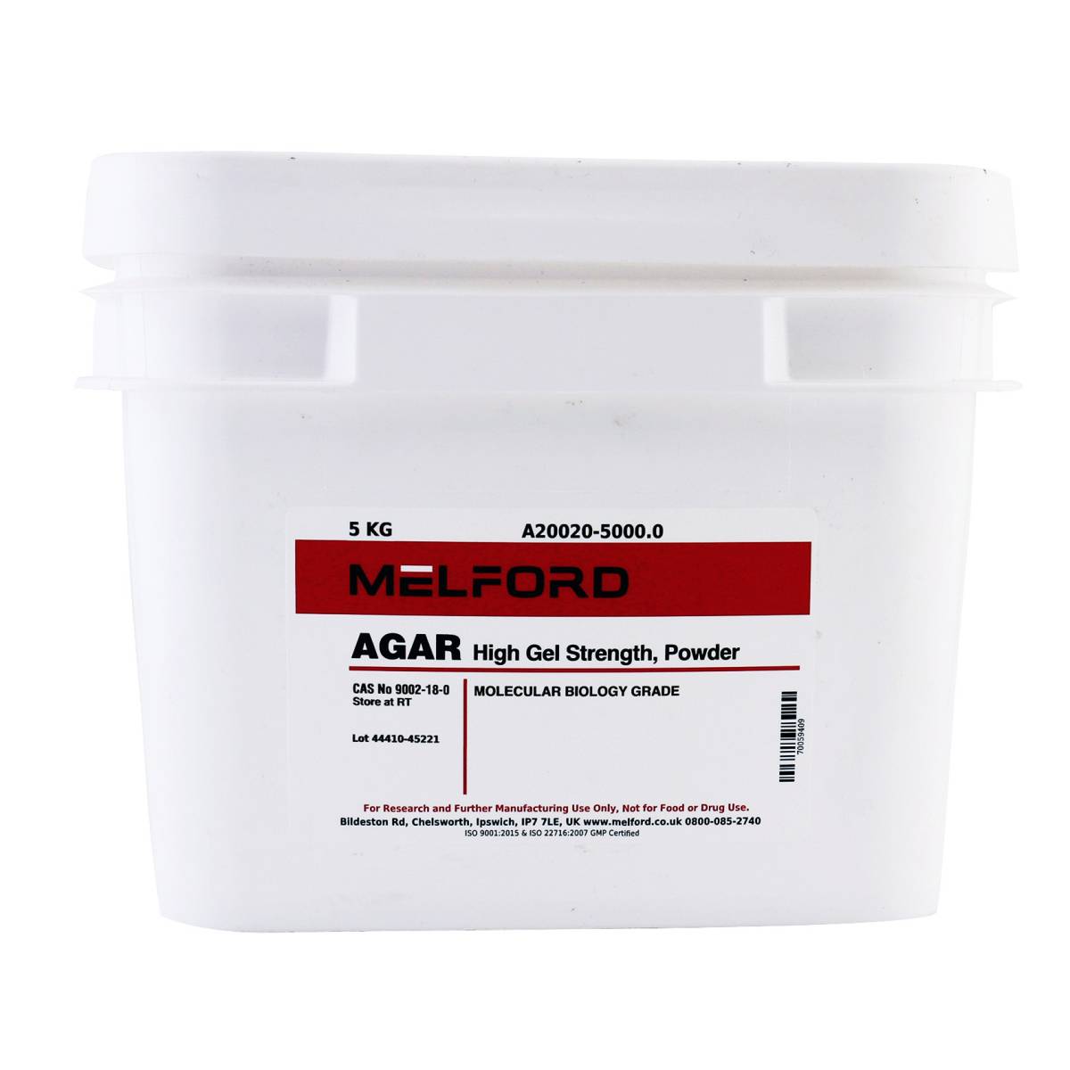 Agar, High Gel Strength, Powder, 5 Kilograms