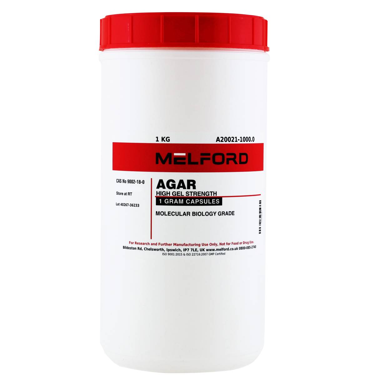 Agar, 1 Gram Capsules, High Gel Strength, 1 Kilogram