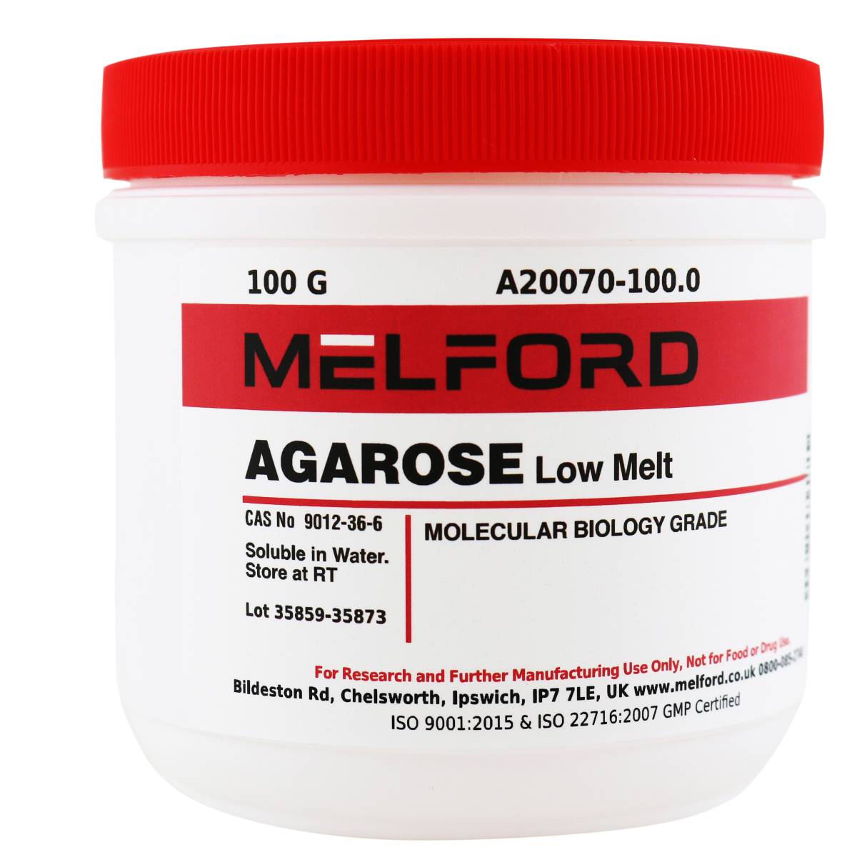 Agarose, Low Melt Temperature, 100 Grams