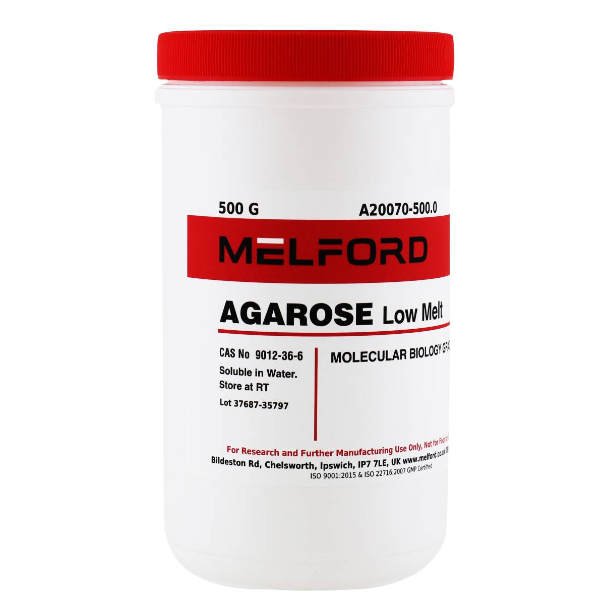 Agarose, Low Melt Temperature, 500 Grams