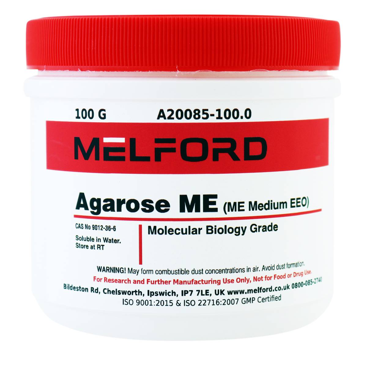 Agarose ME Medium EEO, Molecular Biology Grade, 100 Grams