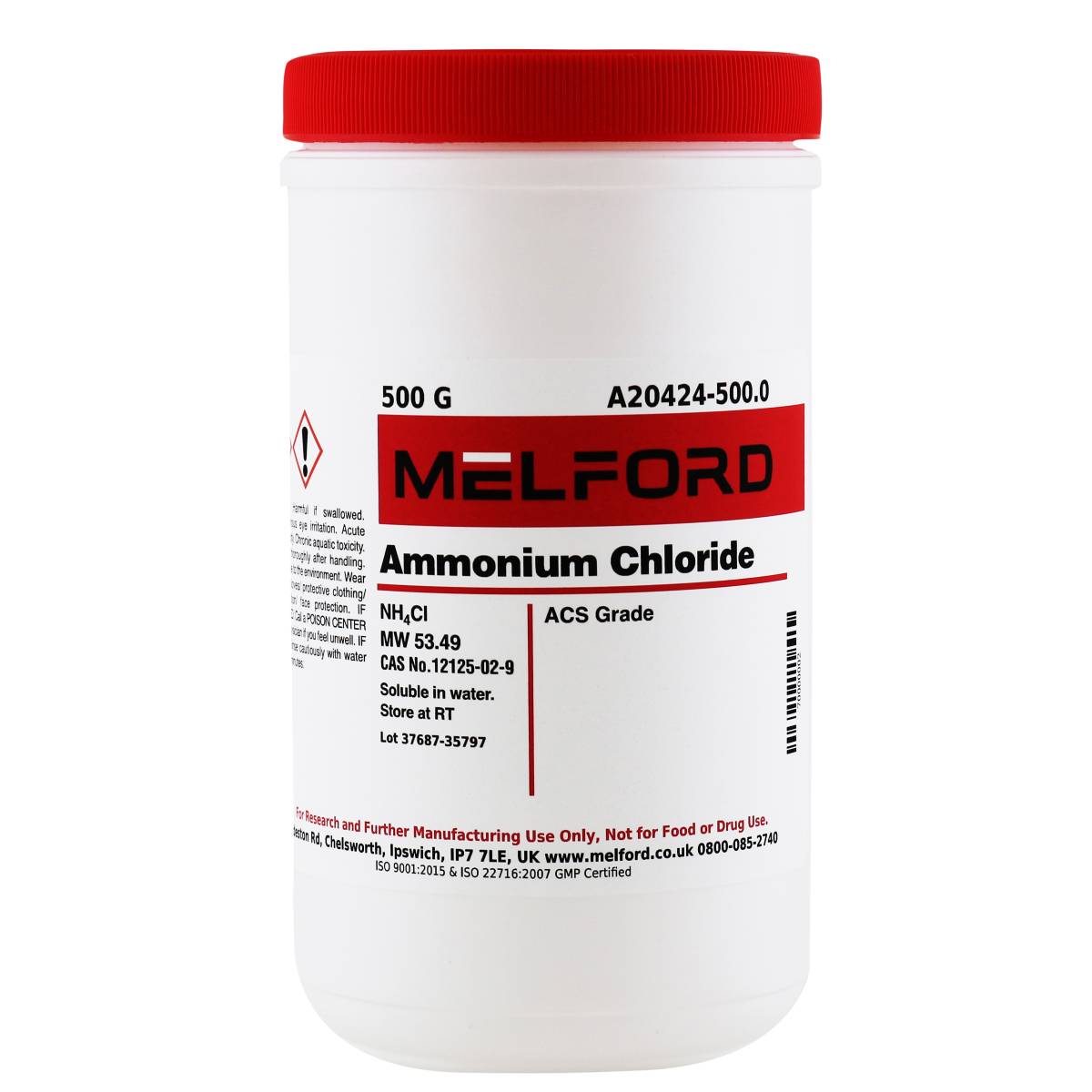 Ammonium Chloride, ACS Grade, 500 Grams