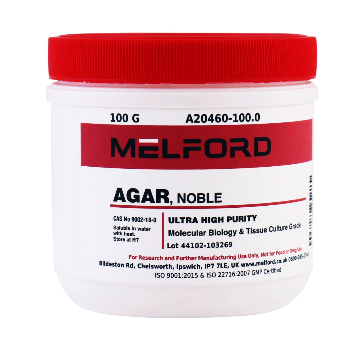 Agar, Noble, 100 Grams