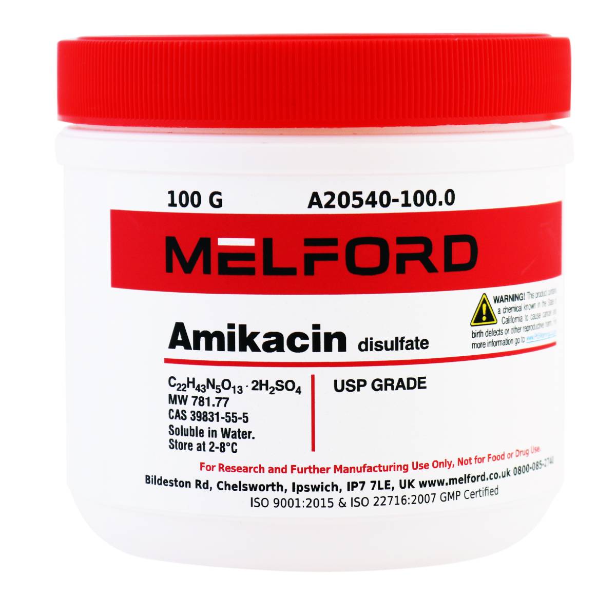 Amikacin Disulfate, 100 Grams