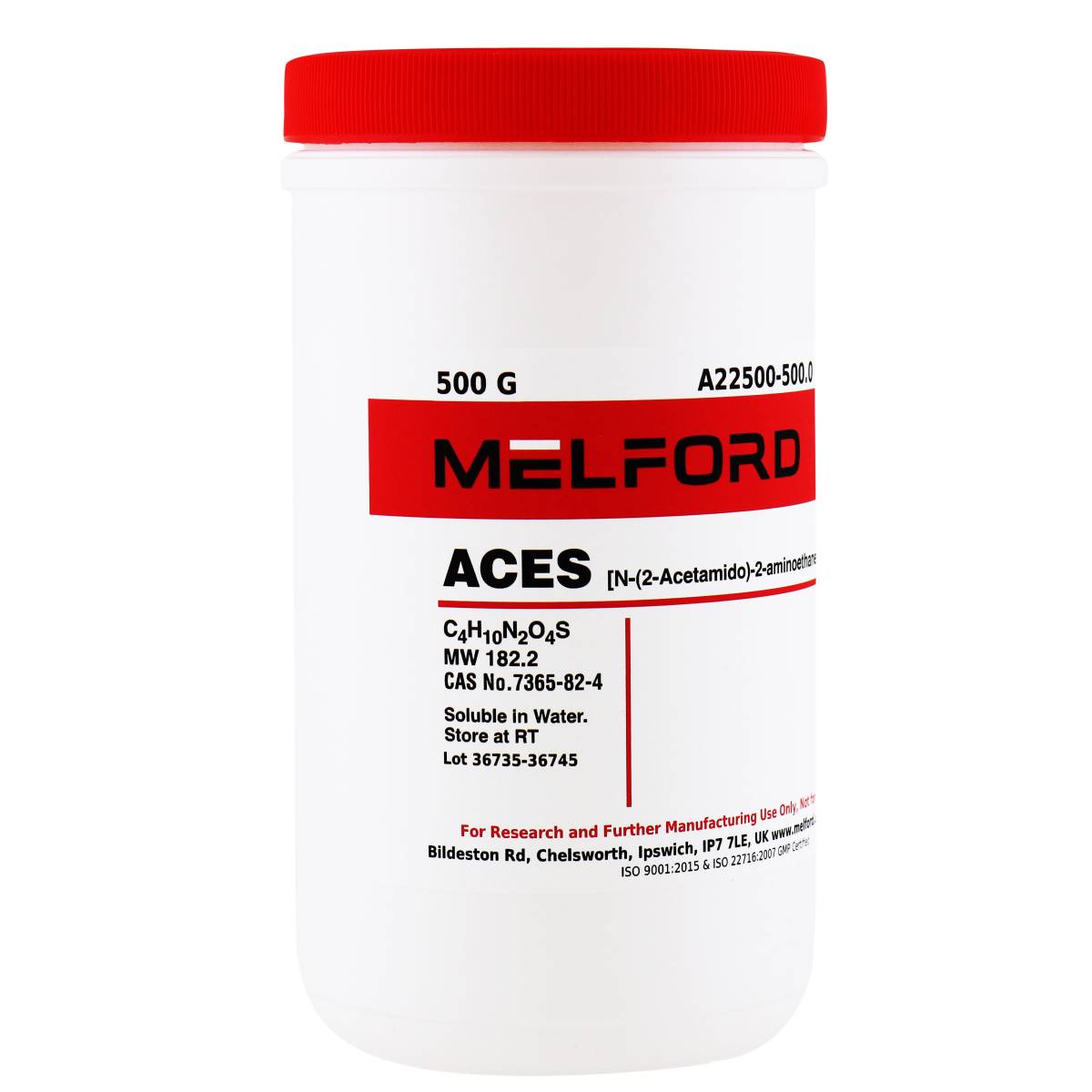 ACES [N-(Carbamoylmethyl)-2-aminoethane sulfonic acid], 500 Grams