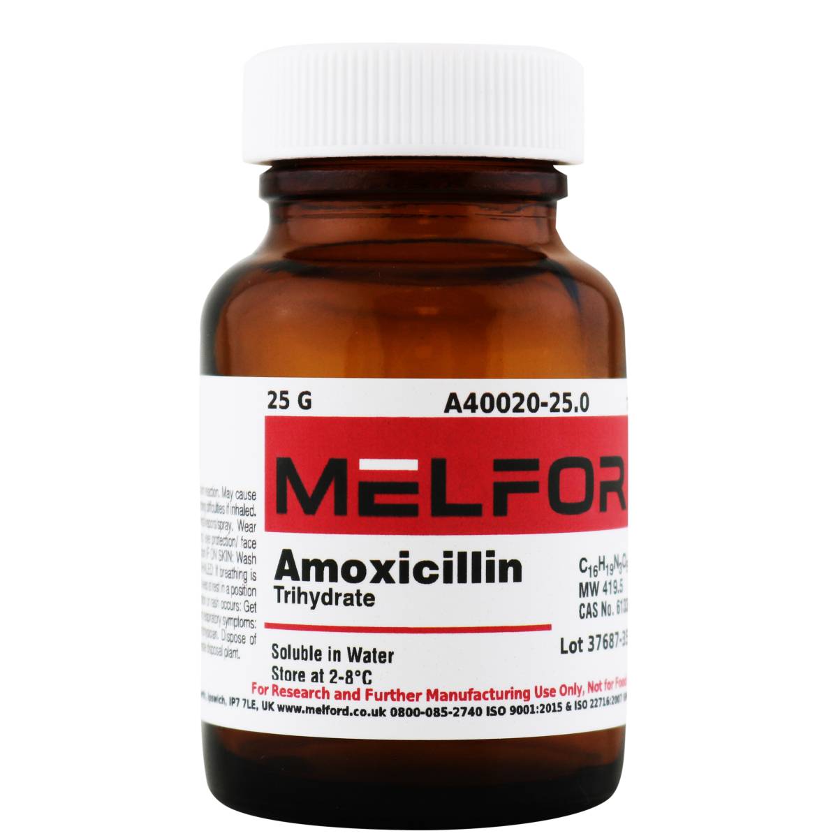 Amoxicillin Trihydrate, 25 Grams