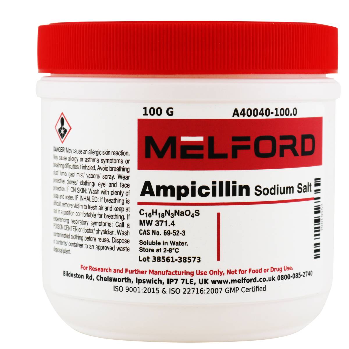 Ampicillin, Sodium Salt, 100 Grams