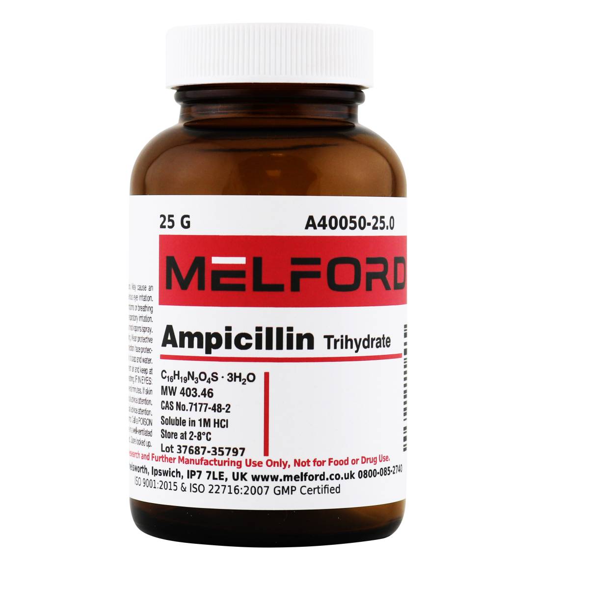 Ampicillin, Trihydrate, 25 Grams