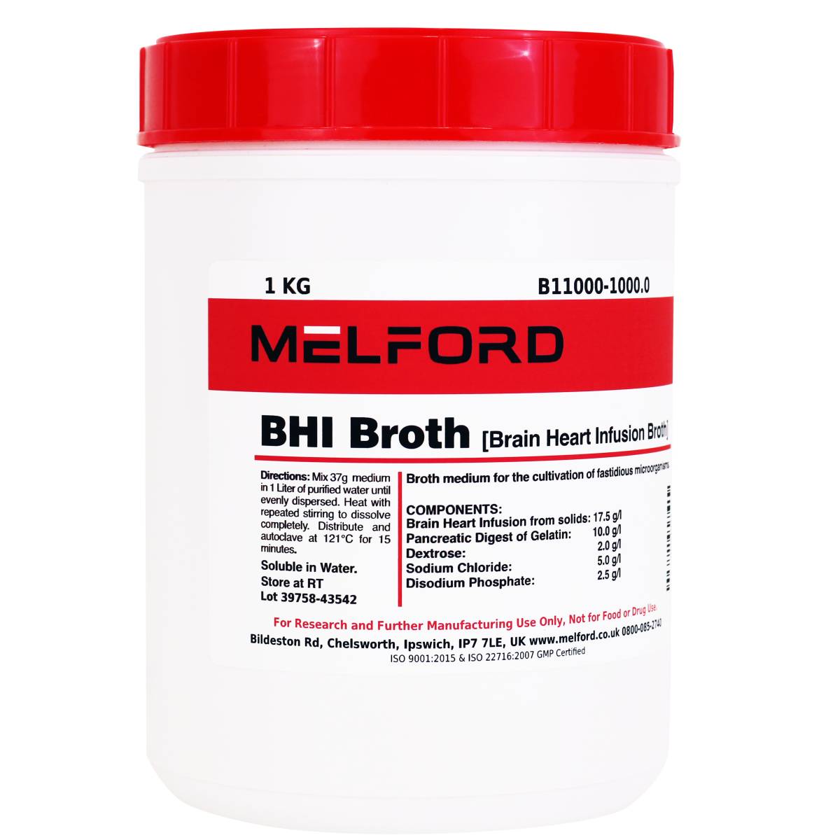 BHI Broth [Brain Heart Infusion Broth], Powder, 1 Kilogram