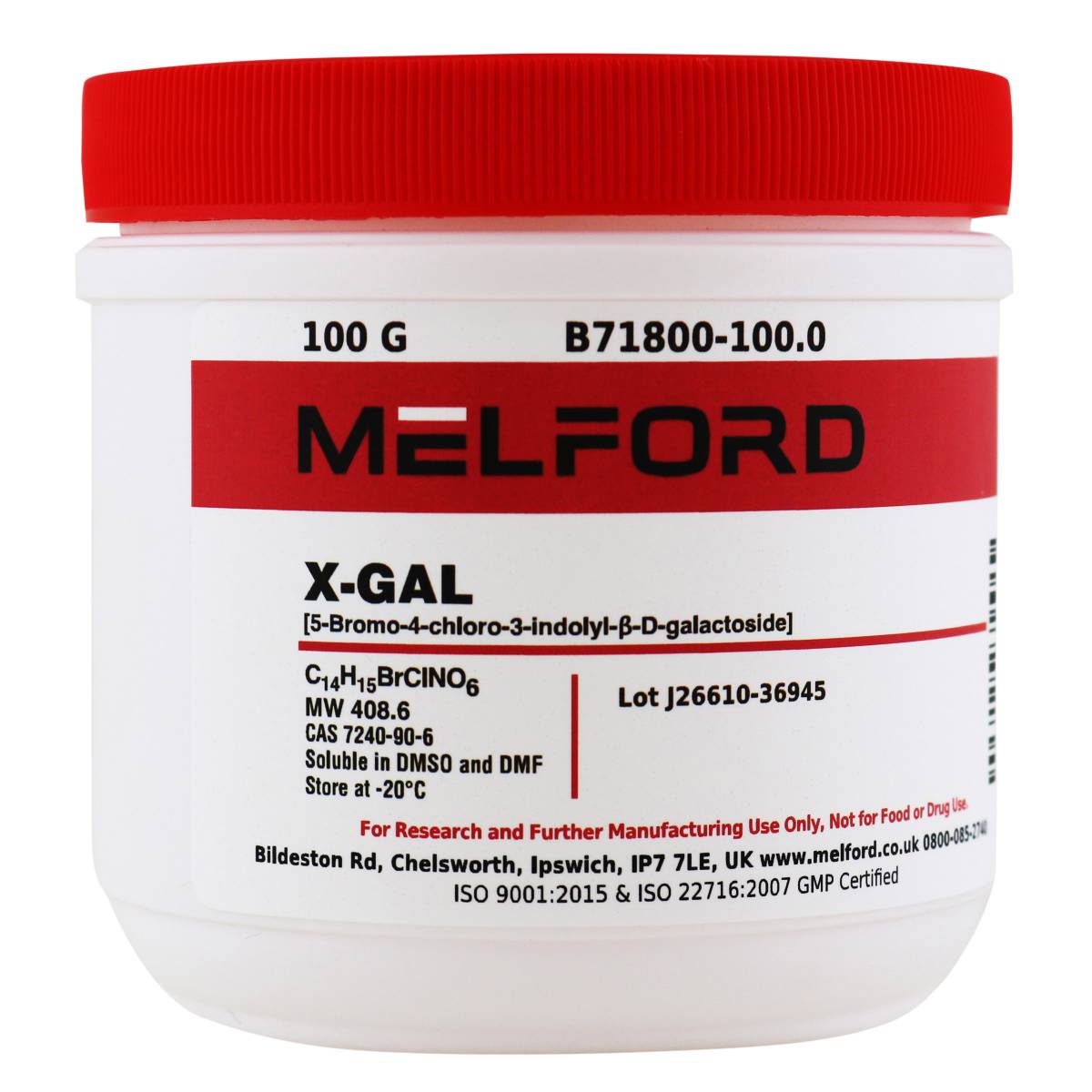 X-GAL [5-Bromo-4-chloro-3-indolyl-B-D-galactoside], 100 Grams