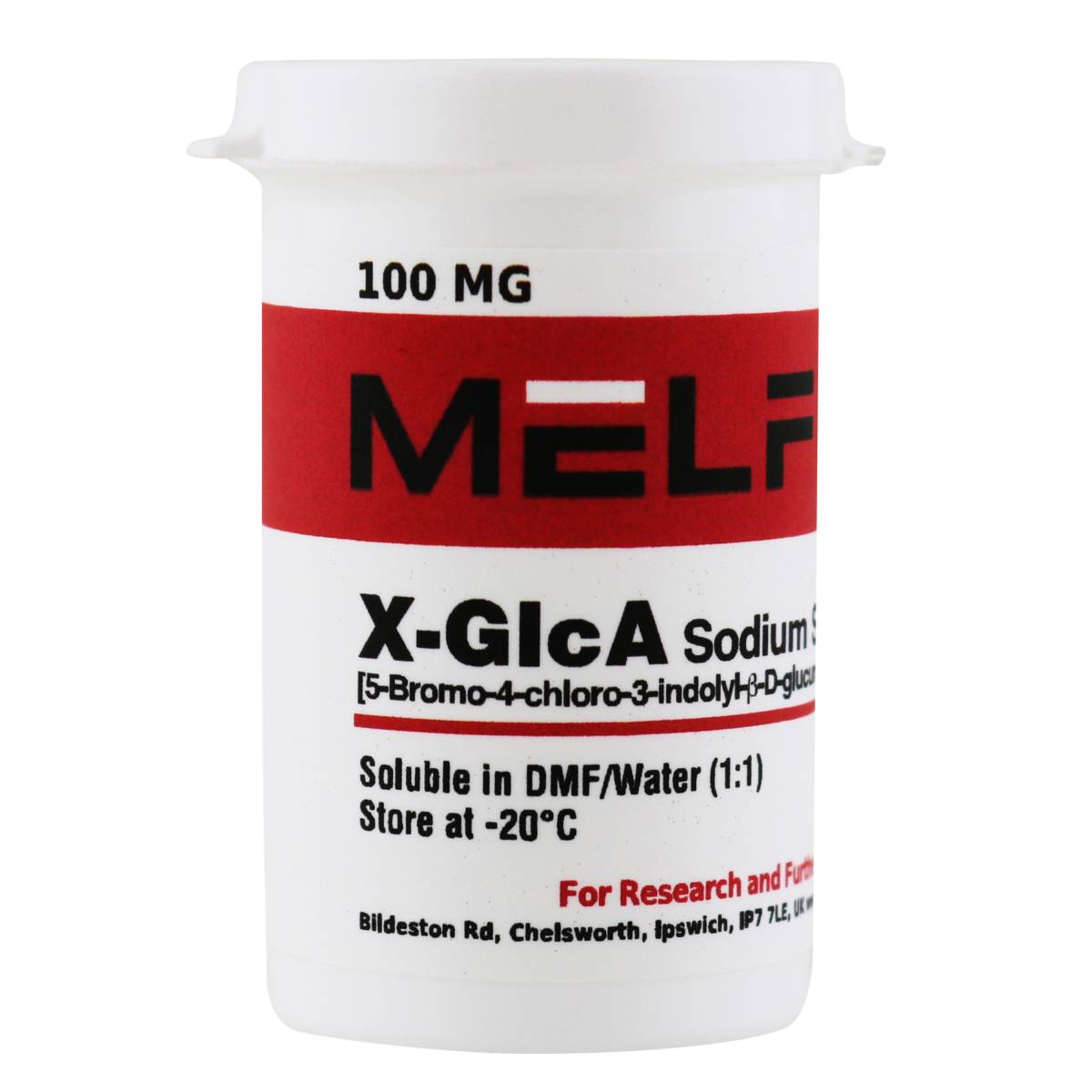 X-GlcA Sodium Salt [5-Bromo-4-chloro-3-indolyl-β-D-glucuronic acid, sodium salt trihydrate], 100 Milligrams