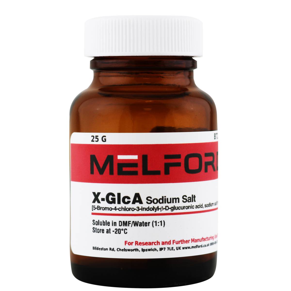 X-GlcA Sodium Salt [5-Bromo-4-chloro-3-indolyl-β-D-glucuronic acid, sodium salt trihydrate], 25 Gram