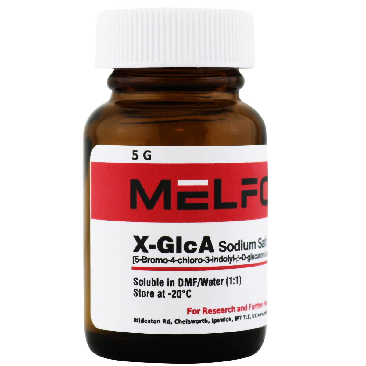 X-GlcA Sodium Salt [5-Bromo-4-chloro-3-indolyl-β-D-glucuronic acid, sodium salt trihydrate], 5 Gram
