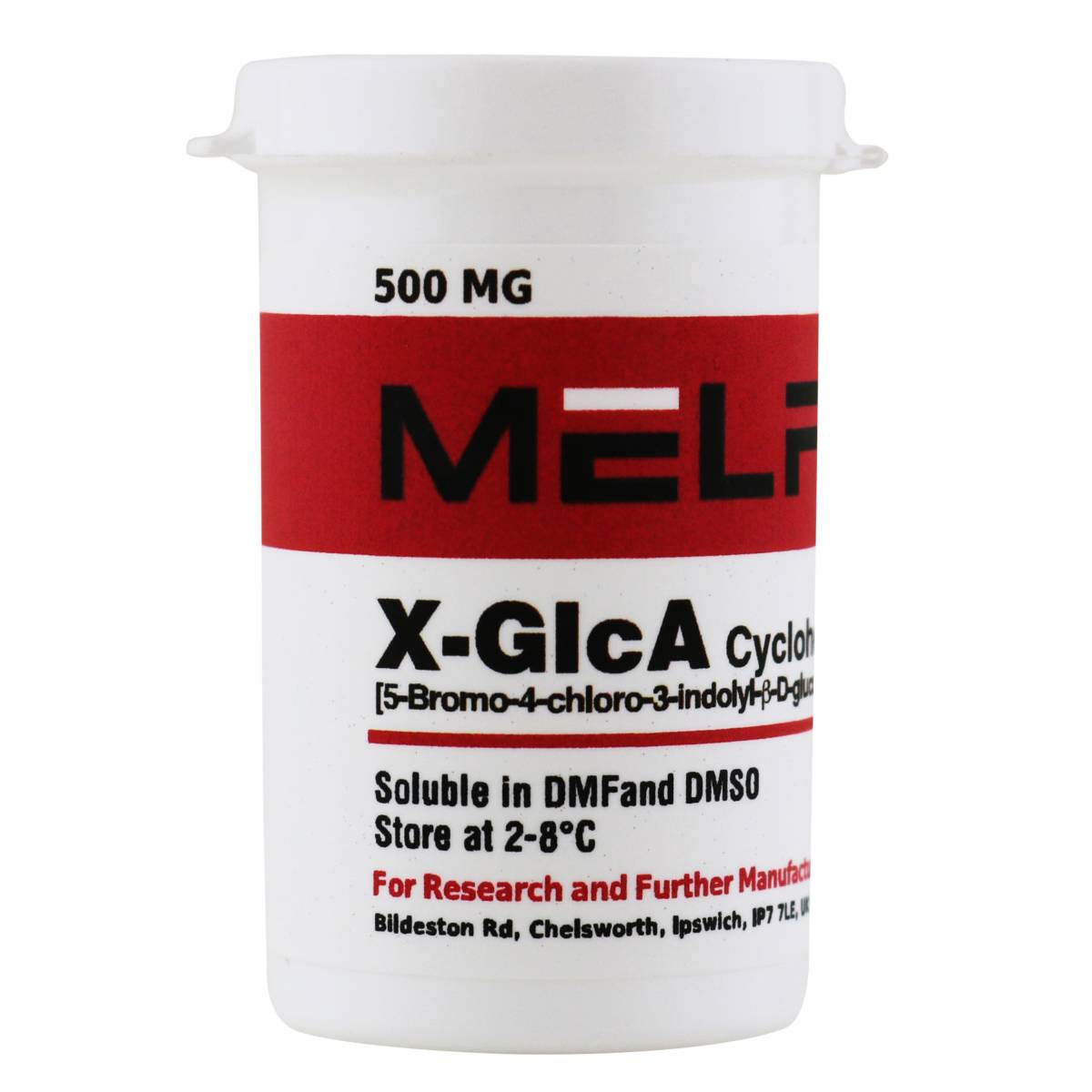 X-GlcA Cyclohexylammonium Salt [5-Bromo-4-chloro-3-indolyl-β-D-glucuronic acid, cyclohexylammonium salt], 500 Milligrams