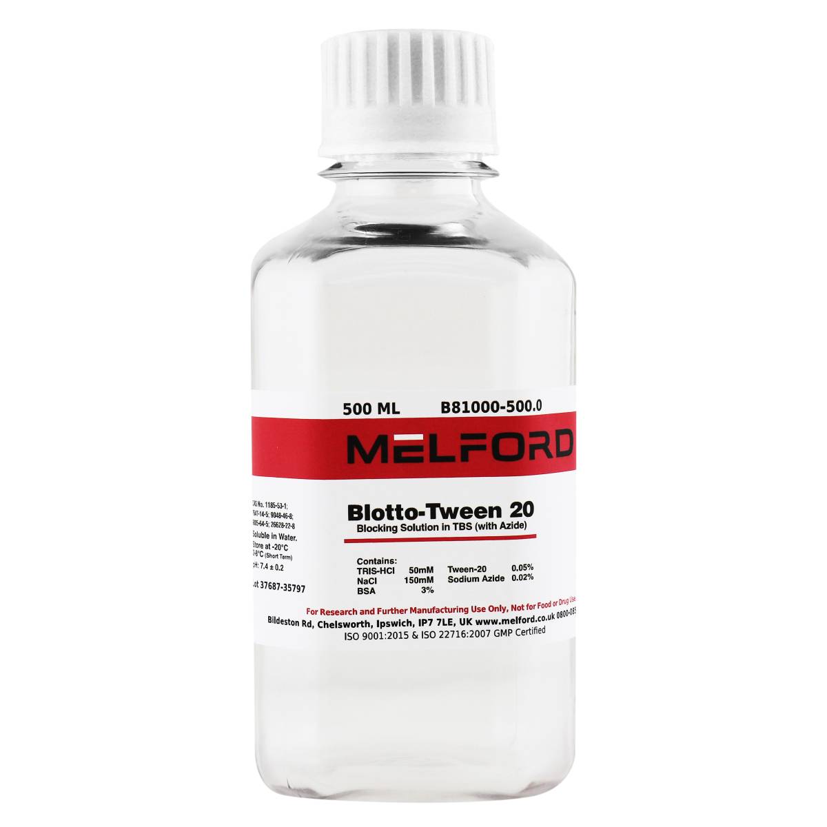 Blotto-Tween 20 Blocking Solution in TBS with Azide, 500 Milliliter