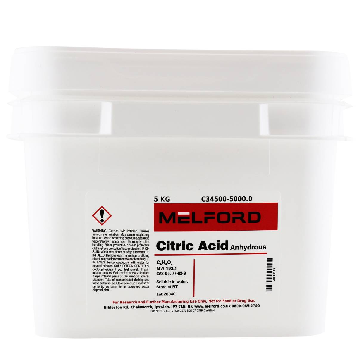 Citric Acid Anhydrous, 5 Kilograms