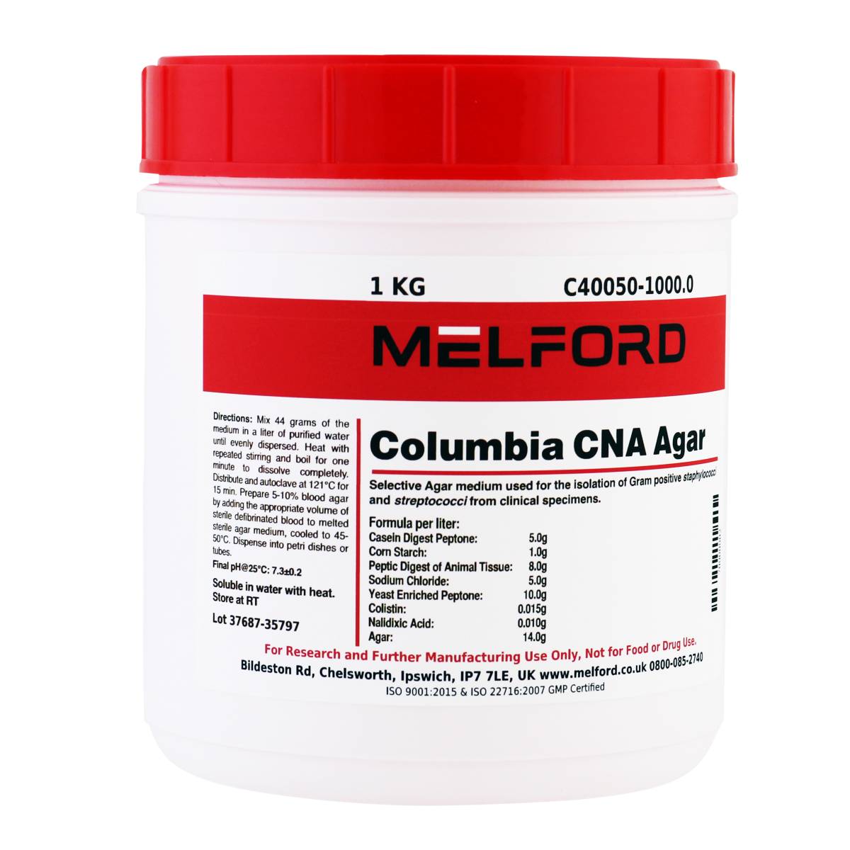 Columbia CNA Agar, 1 Kilogram