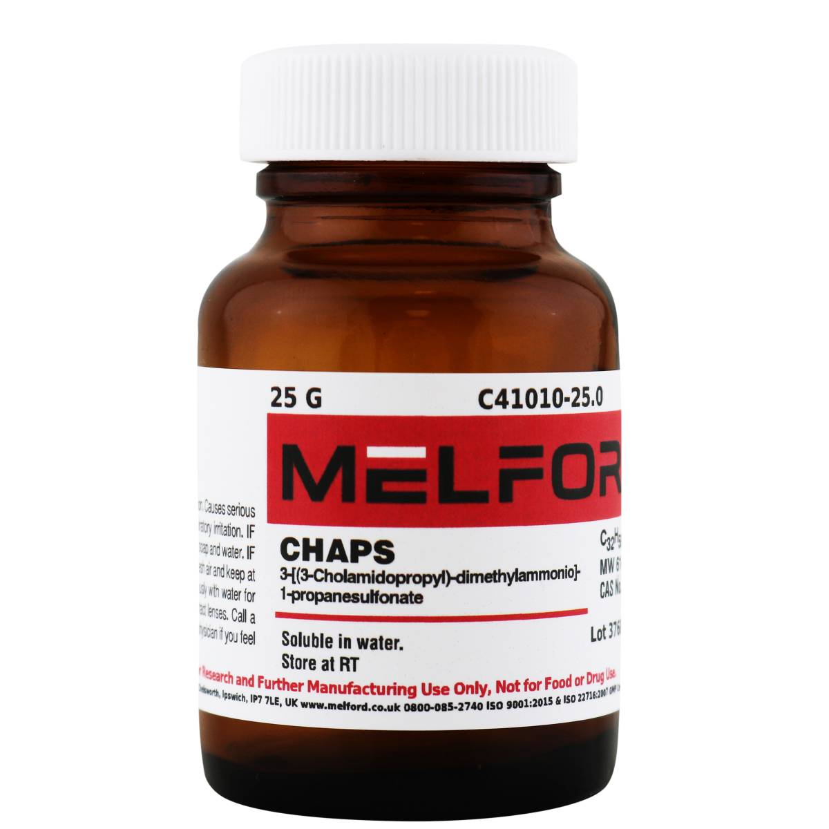 CHAPS [3-[(3-Cholamidopropyl)-dimethylammonio]-1-propanesulfonate], 25 Grams