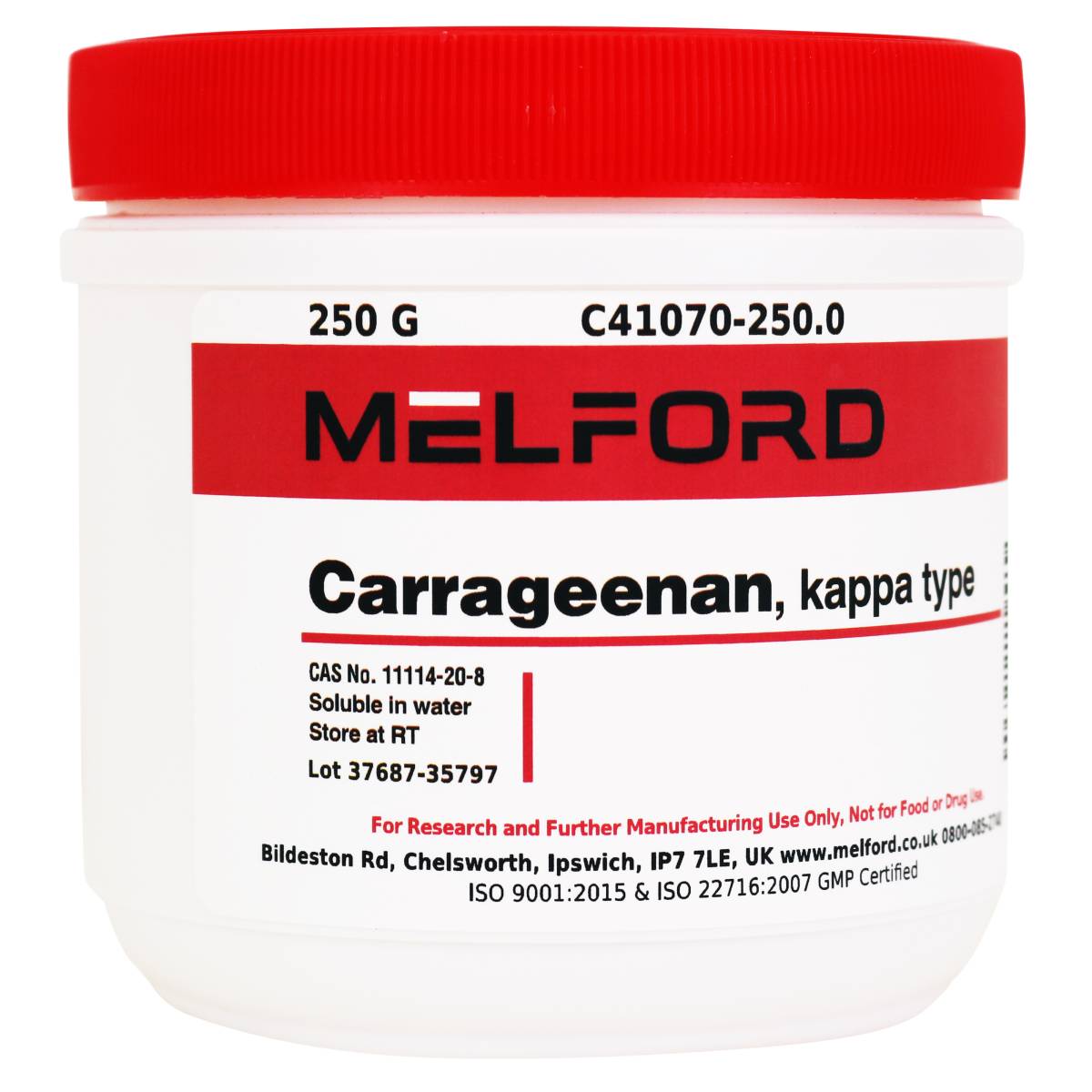 Carrageenan, Kappa Type, 250 Grams