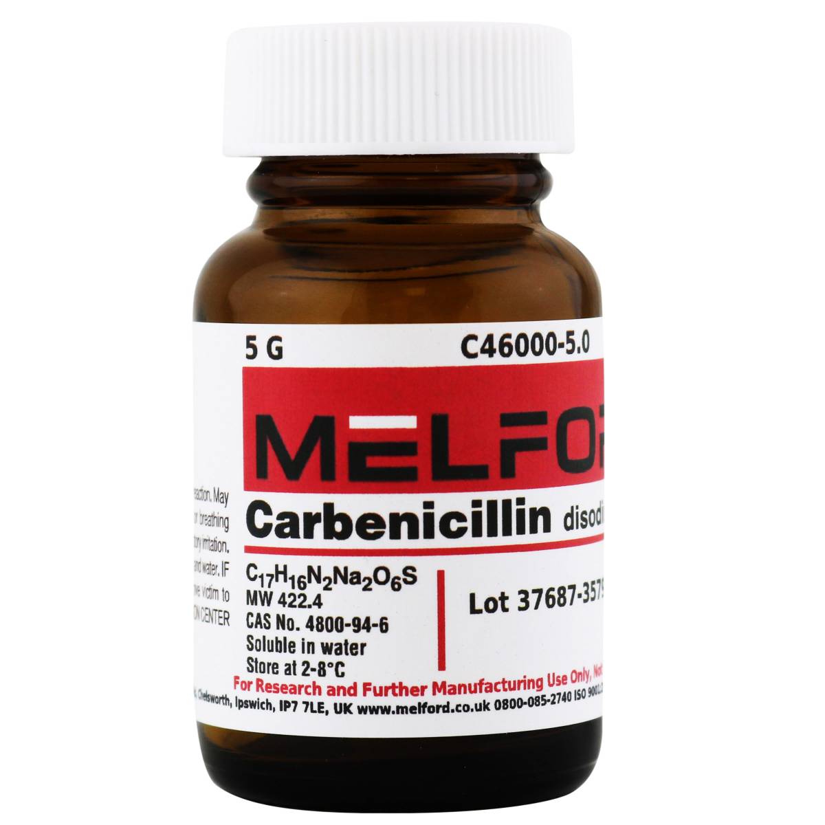 Carbenicillin, Disodium Salt, 5 Grams