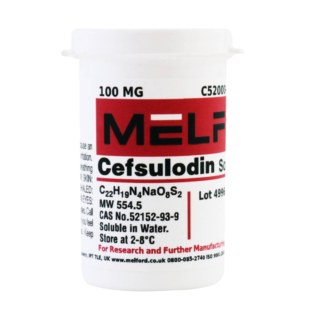 Cefsulodin, Sodium Salt, 100 Milligrams