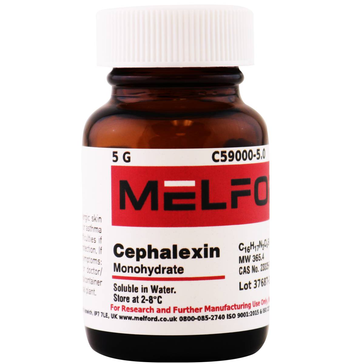 Cephalexin, Monohydrate, 5 Grams