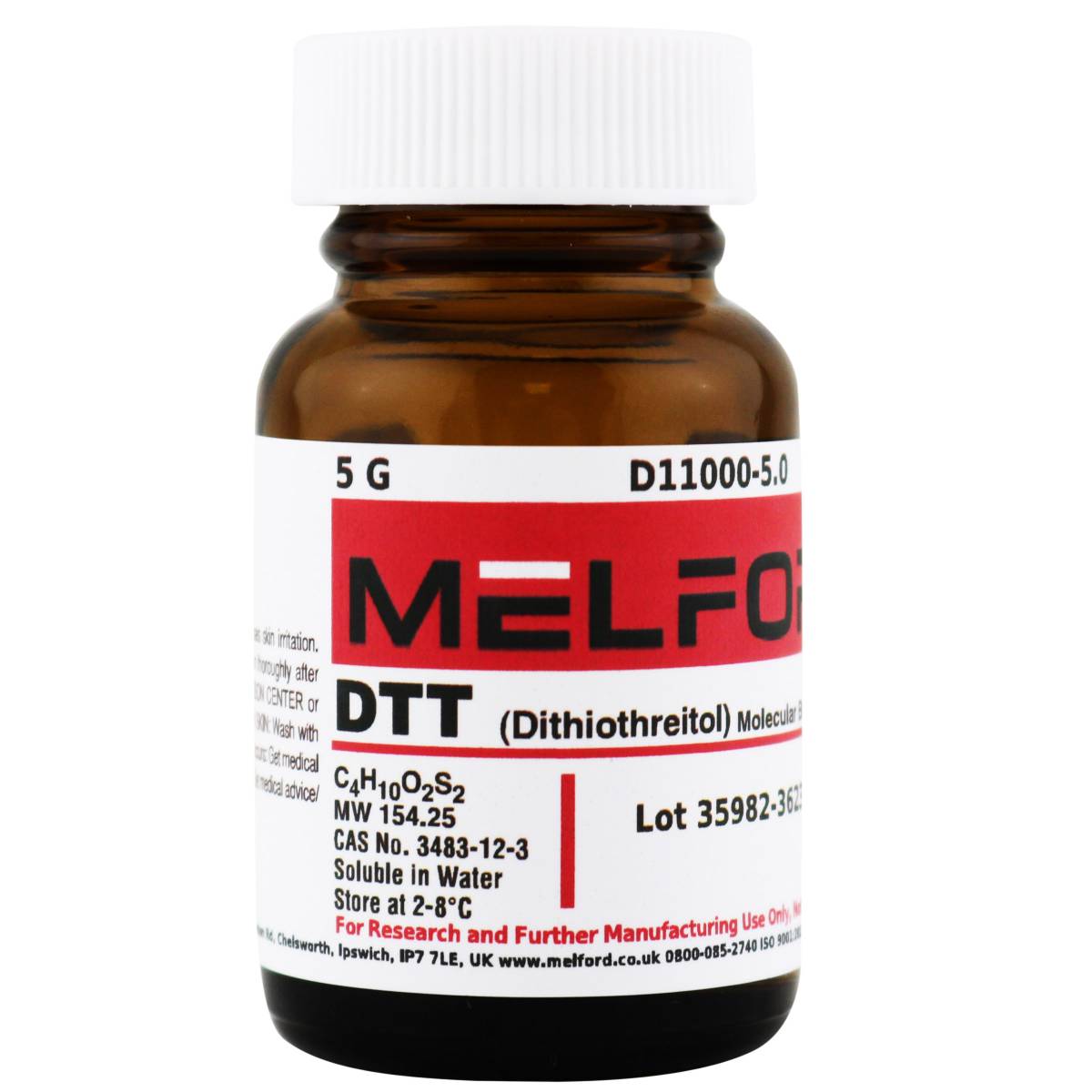 DTT [DL-Dithiothreitol] [Cleland's Reagent], 5 Grams