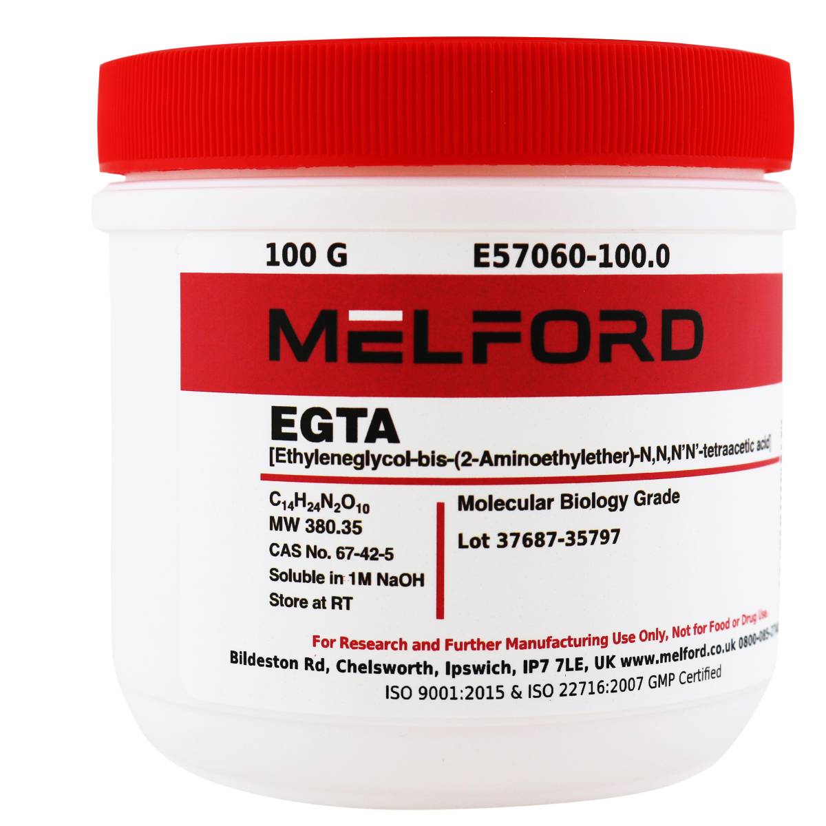 EGTA [Ethylene glycol-bis(2-aminoethylether)-N,N,N',N'-tetraacetic acid], 100 Grams