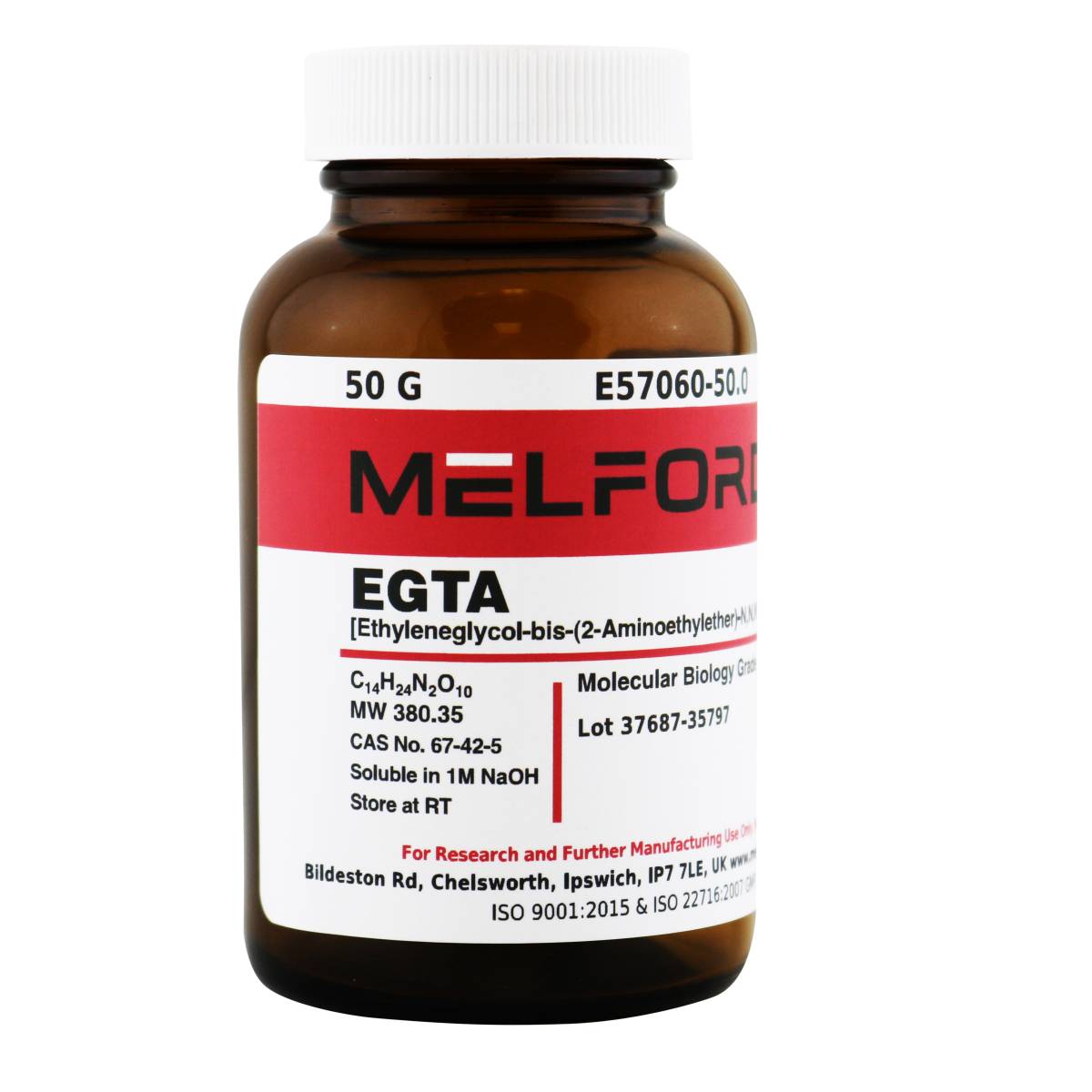 EGTA [Ethylene glycol-bis(2-aminoethylether)-N,N,N',N'-tetraacetic acid], 50 Grams