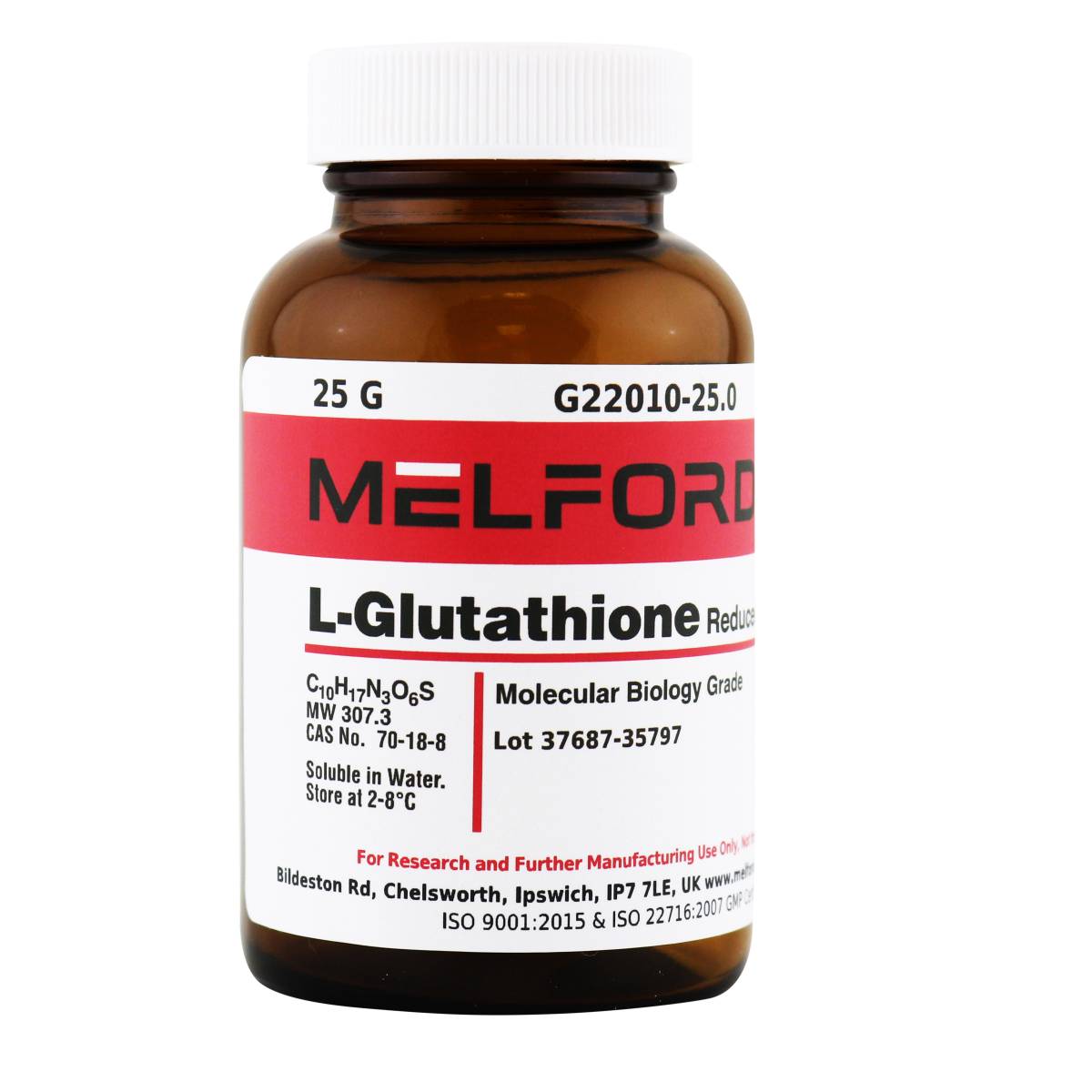 L-Glutathione, reduced, free acid, 25 Grams