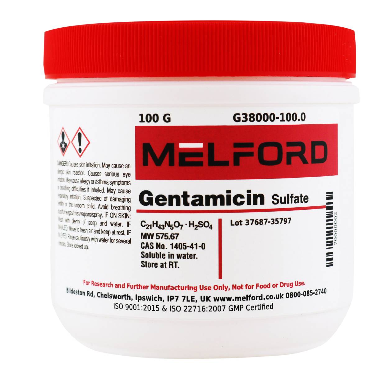 Gentamicin Sulfate, 100 Grams