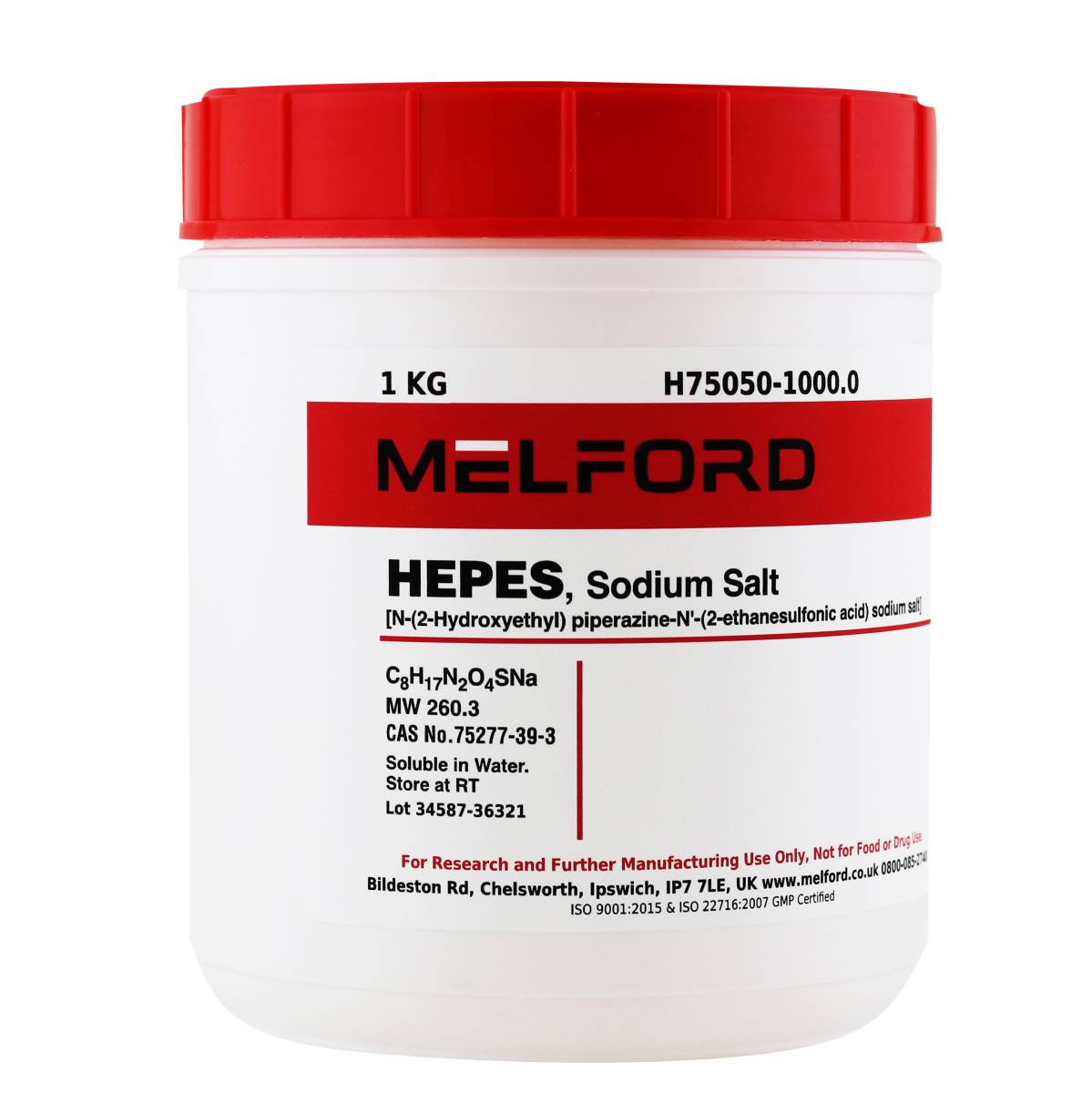 HEPES, Sodium Salt [N-(2-Hydroxyethyl) piperazine-N'-(2-ethanesulfonic acid)], 1 Kilogram