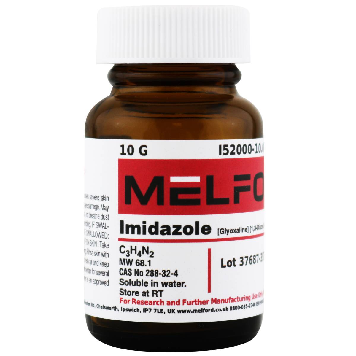 Imidazole [Glyoxaline] [1,3-Diaza-2-,4-cyclopentadiene], 10 Grams
