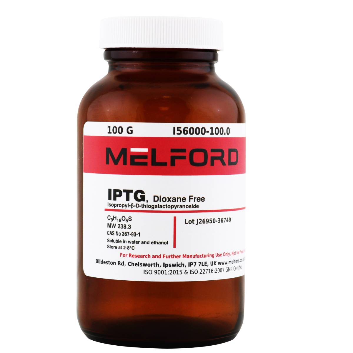 Isopropyl-β-D-thio-galactopyranoside [IPTG], 100 Grams