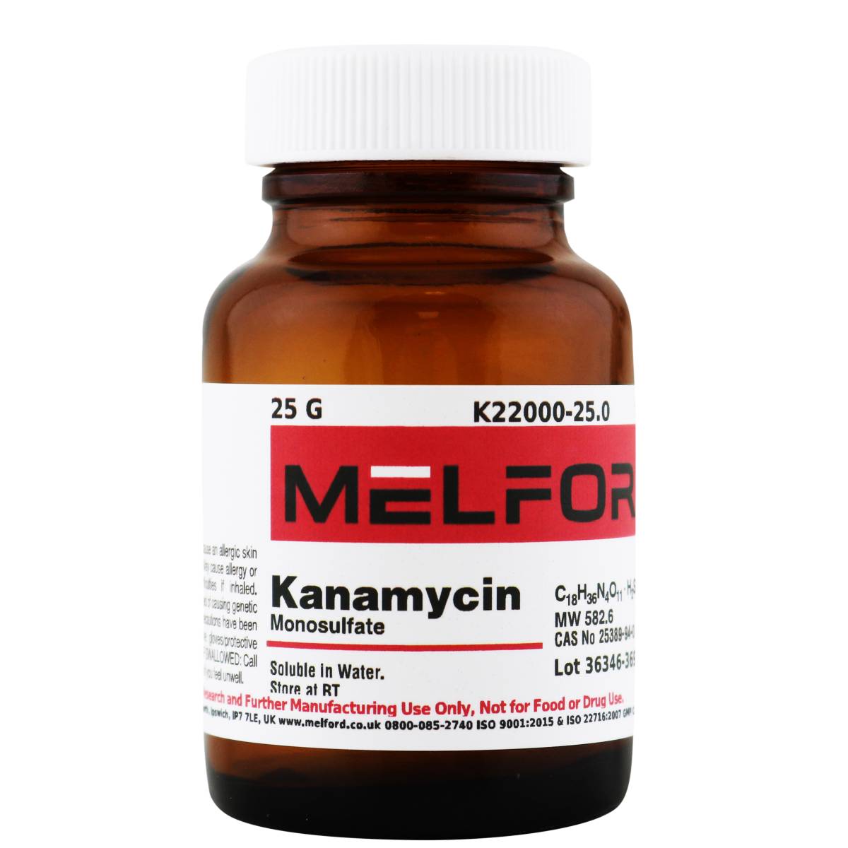 Kanamycin Monosulfate [Kanamycin A], 25 Grams