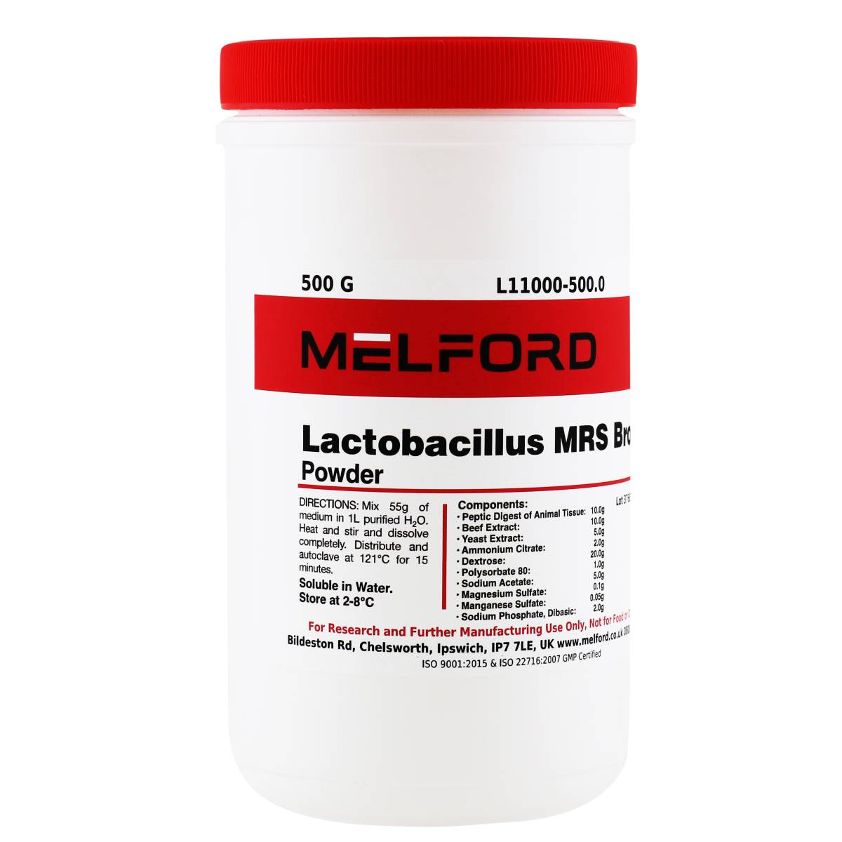 MRS Broth Powder, Lactobacillus, 500 Grams