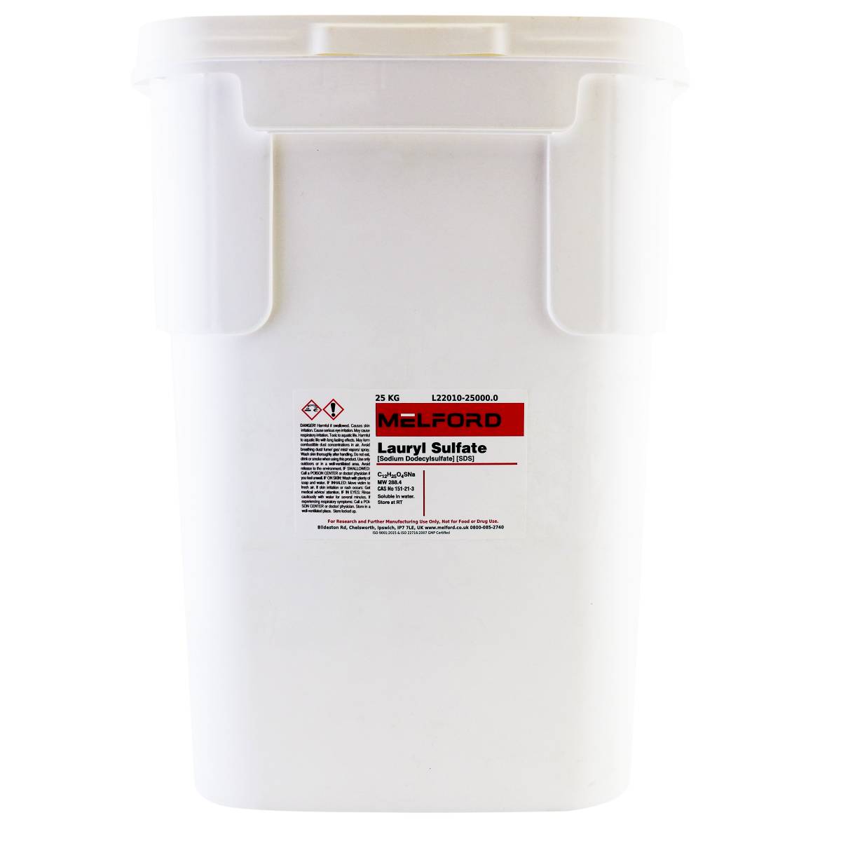 SDS, Powder [Sodium dodecylsulfate][Lauryl sulfate], 25 Kilograms