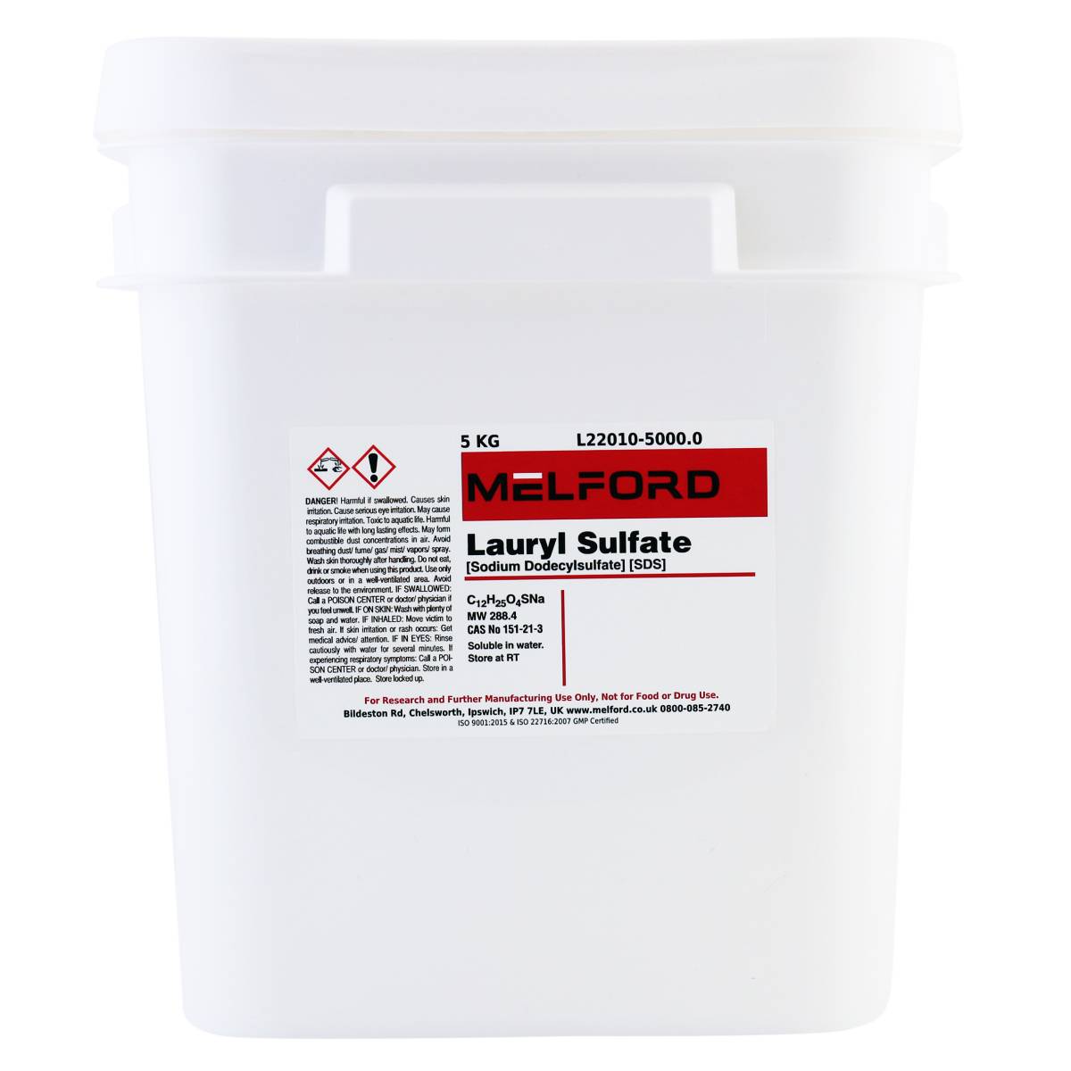 SDS, Powder [Sodium dodecylsulfate][Lauryl sulfate], 5 Kilograms