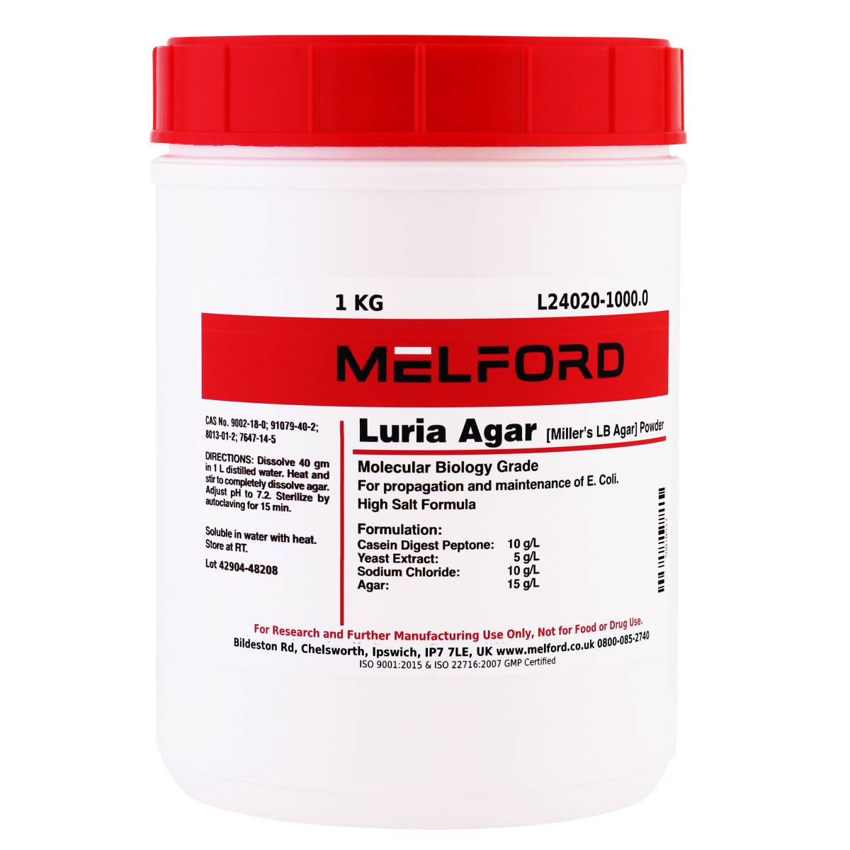 Luria Agar Powder [Miller's LB Agar], 1 Kilogram