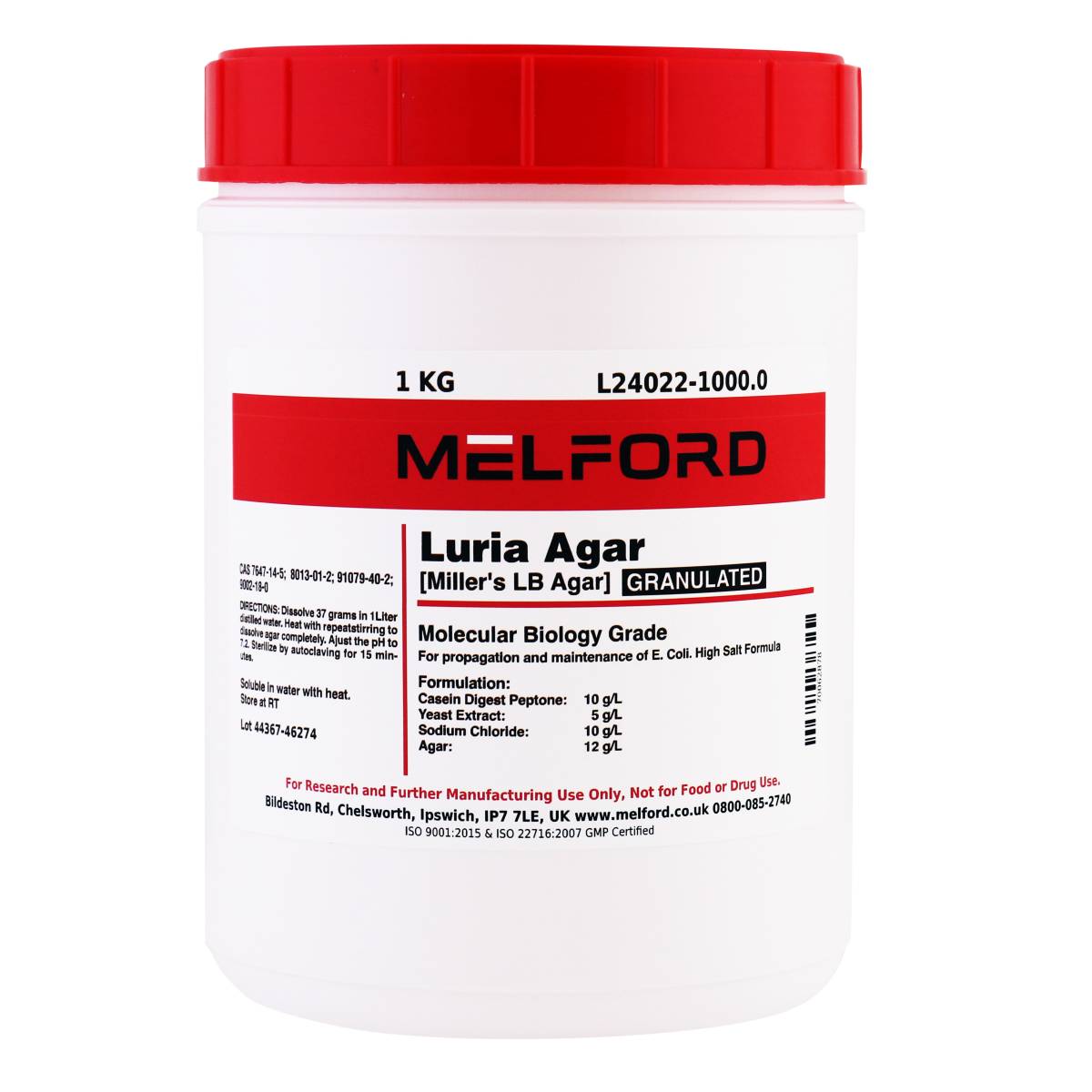 Luria Agar Granulated [Miller's LB Agar], 1 Kilogram