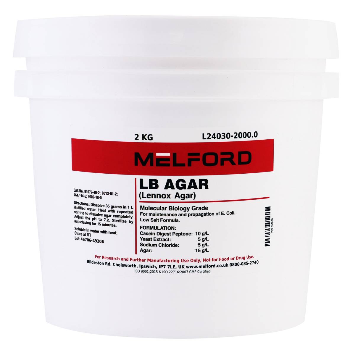 LB Agar Powder [Lennox Agar], 2 Kilograms