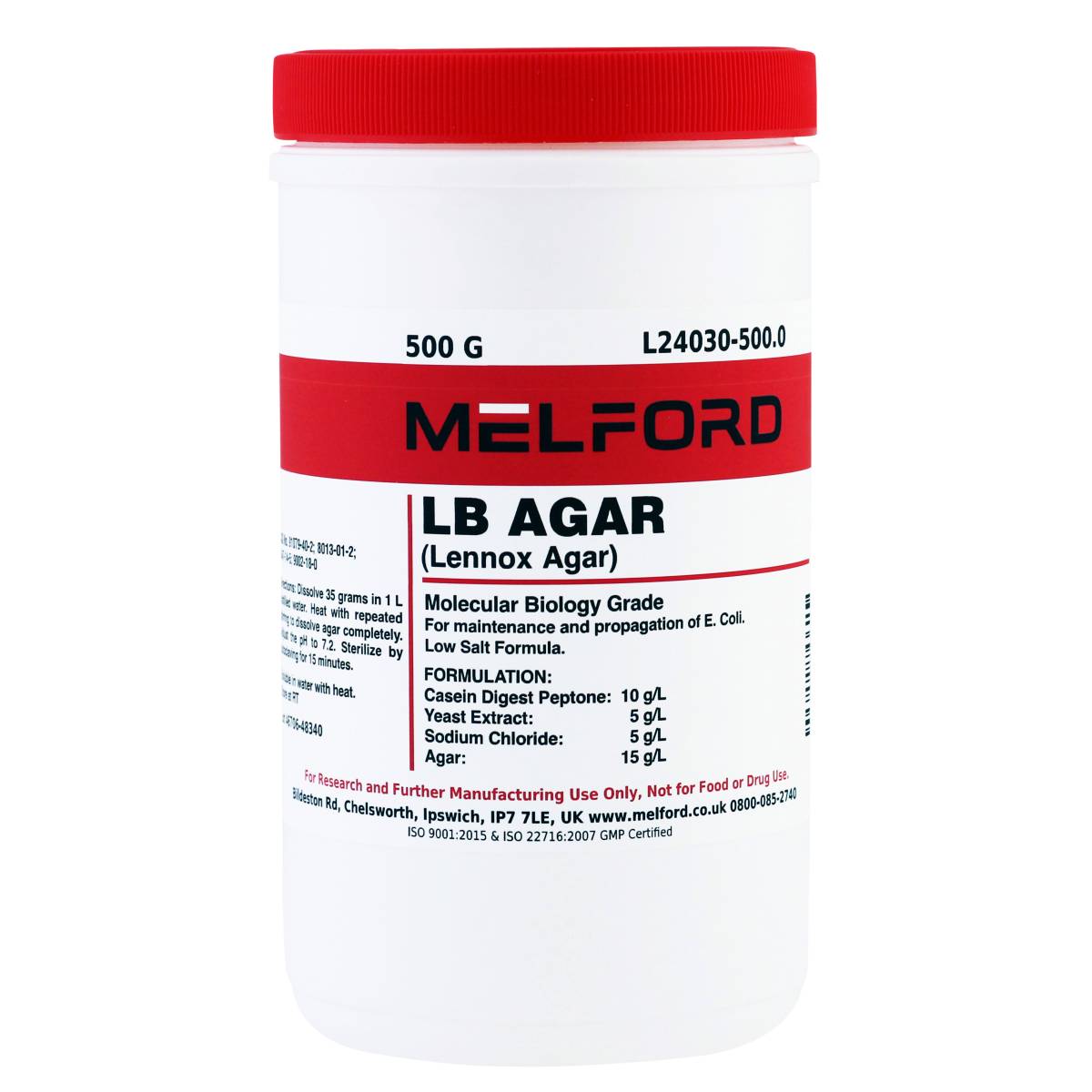 LB Agar Powder [Lennox Agar], 500 Grams