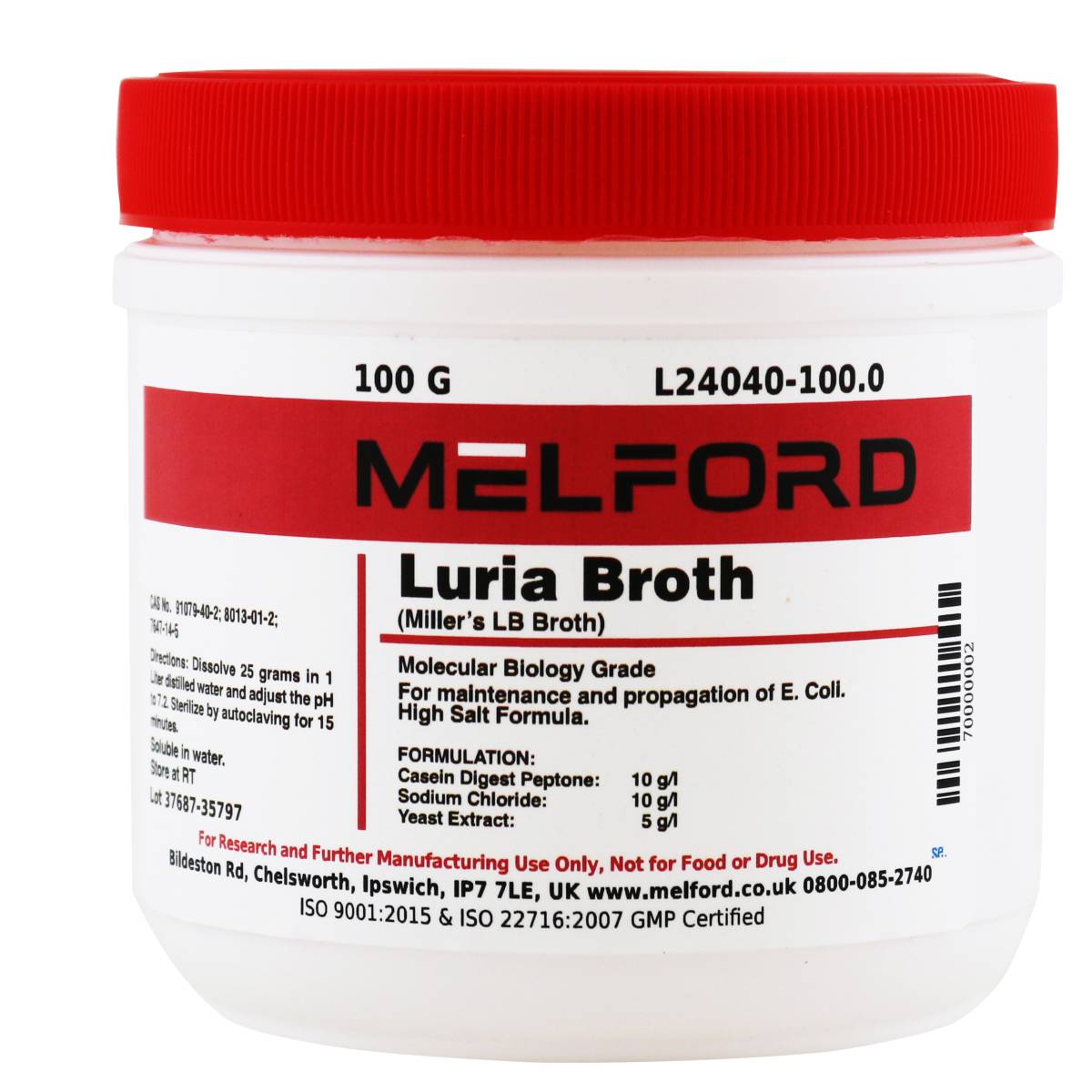 Luria Broth Powder [Miller's LB Broth], 100 Grams
