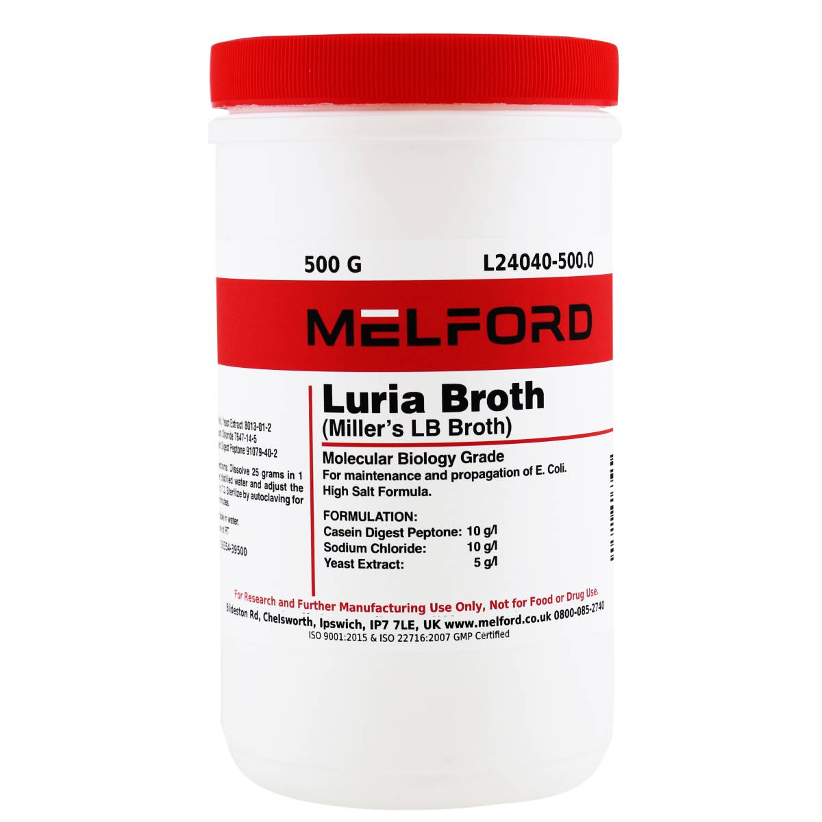 Luria Broth Powder [Miller's LB Broth], 500 Grams