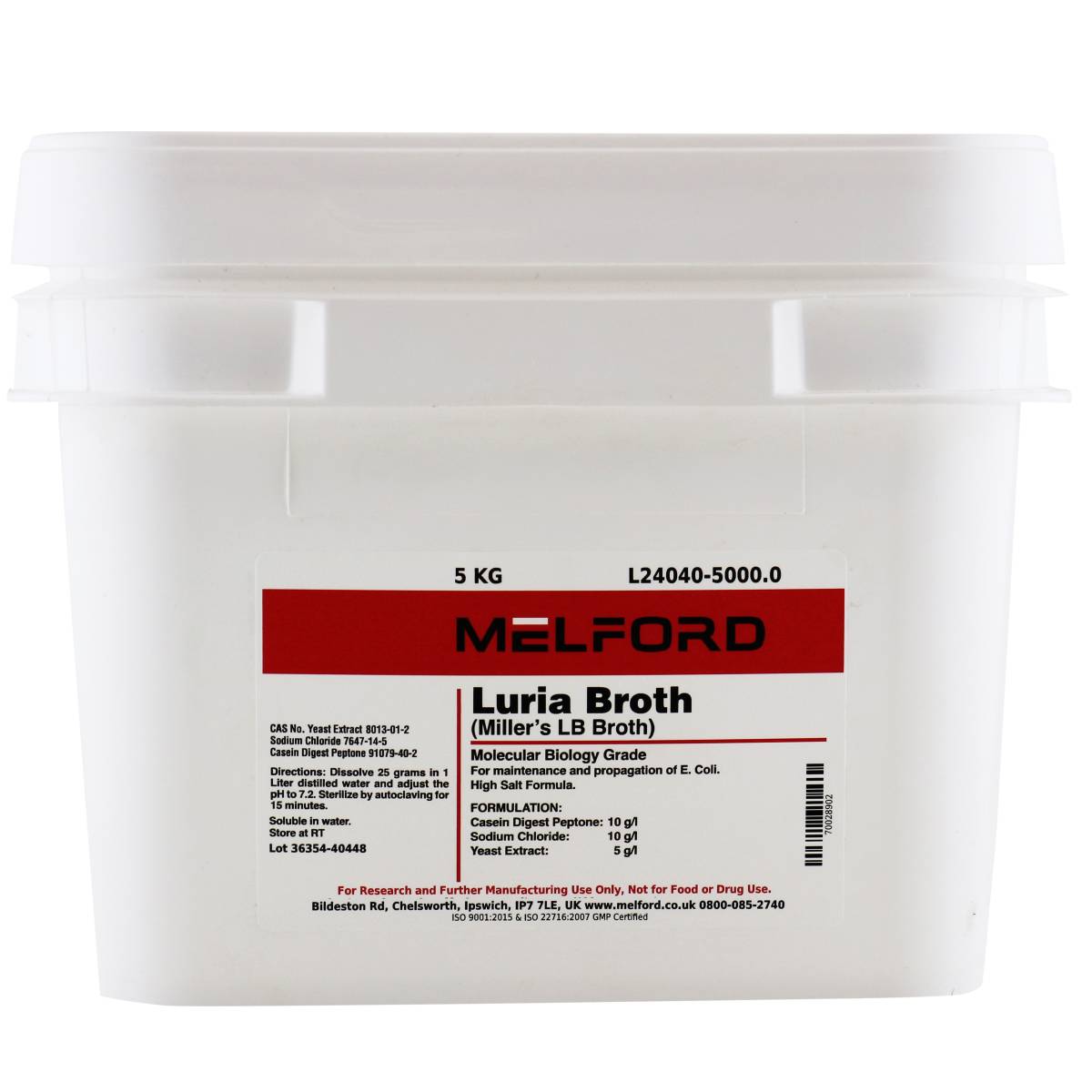 Luria Broth Powder [Miller's LB Broth], 5 Kilograms