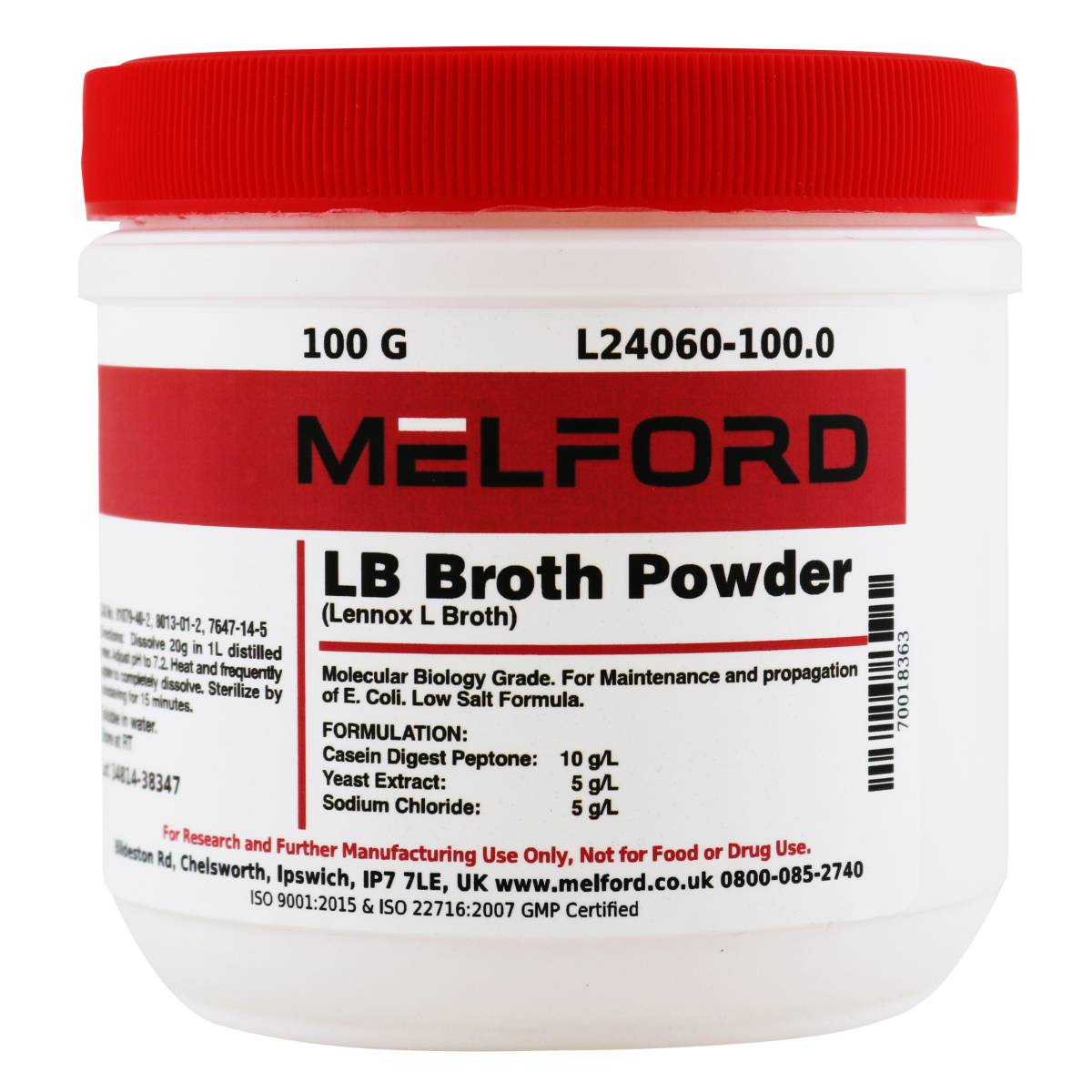 LB Broth Powder [Lennox L Broth], 100 Grams