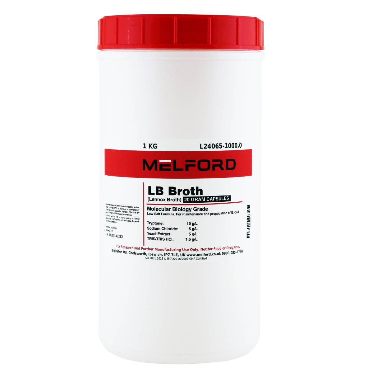 LB Broth 20 Gram Buffered Capsules [Lennox L Broth], 1 Kilogram