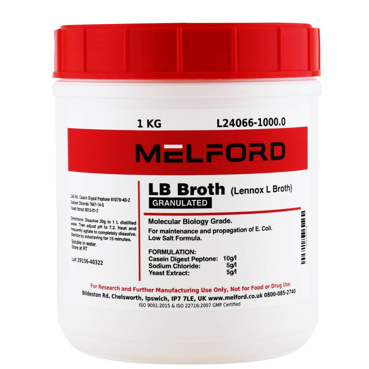 LB Broth, Granulated [Lennox L Broth], 1 Kilogram